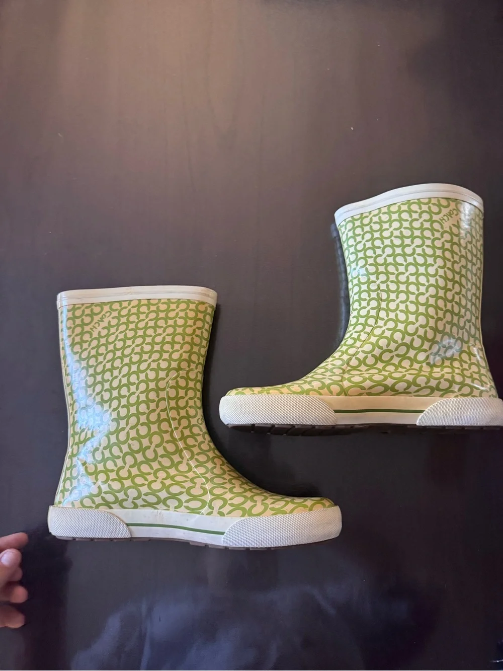Coach Kids Lime Signature Print Rain Boots size 7B